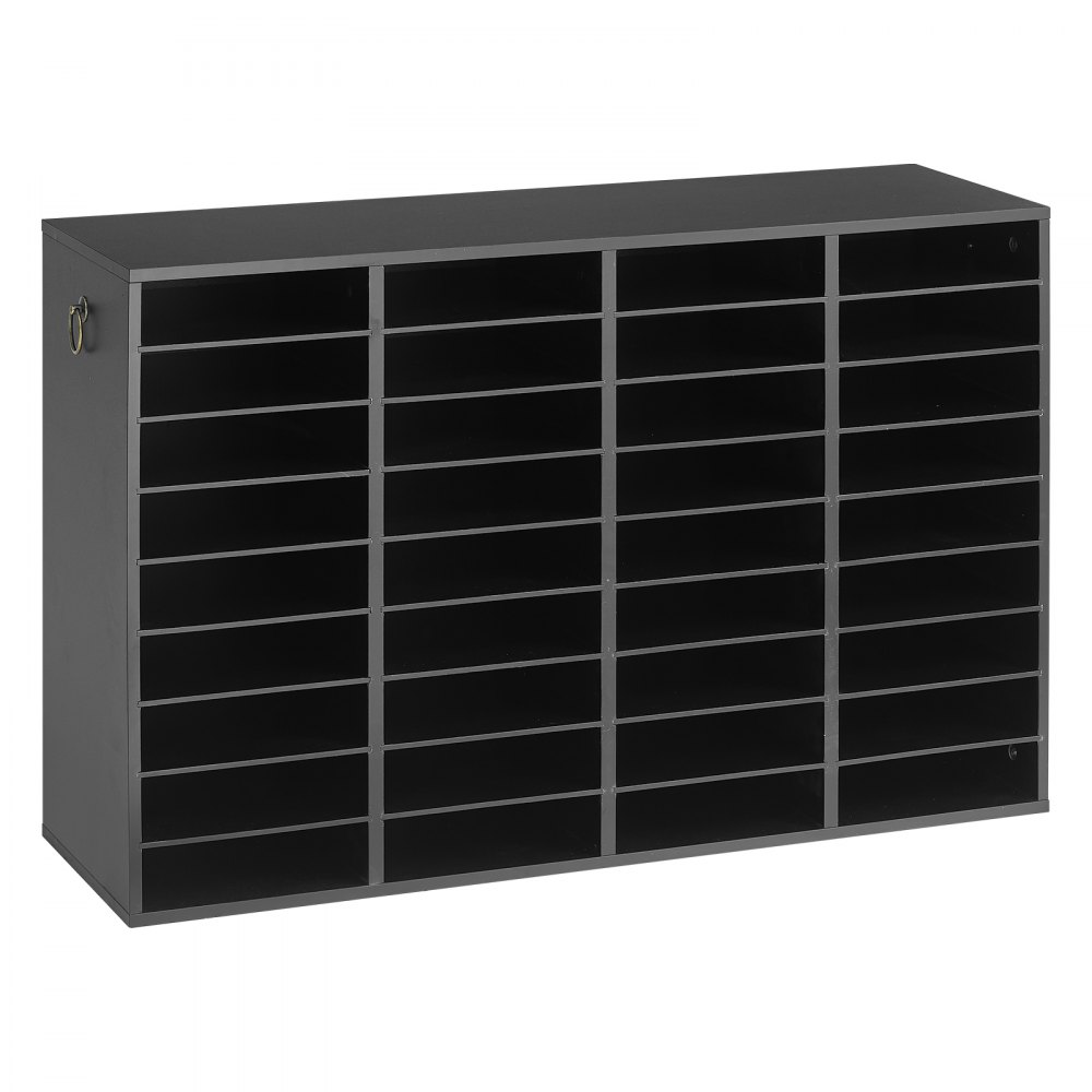 VEVOR Houten documentenbak/bureau-organizer met 36 vakken, zwart, opbergbak voor standaard A4-documenten, dossiers en papier, met verstelbare planken voor kantoor, thuis en in de klas, MDF