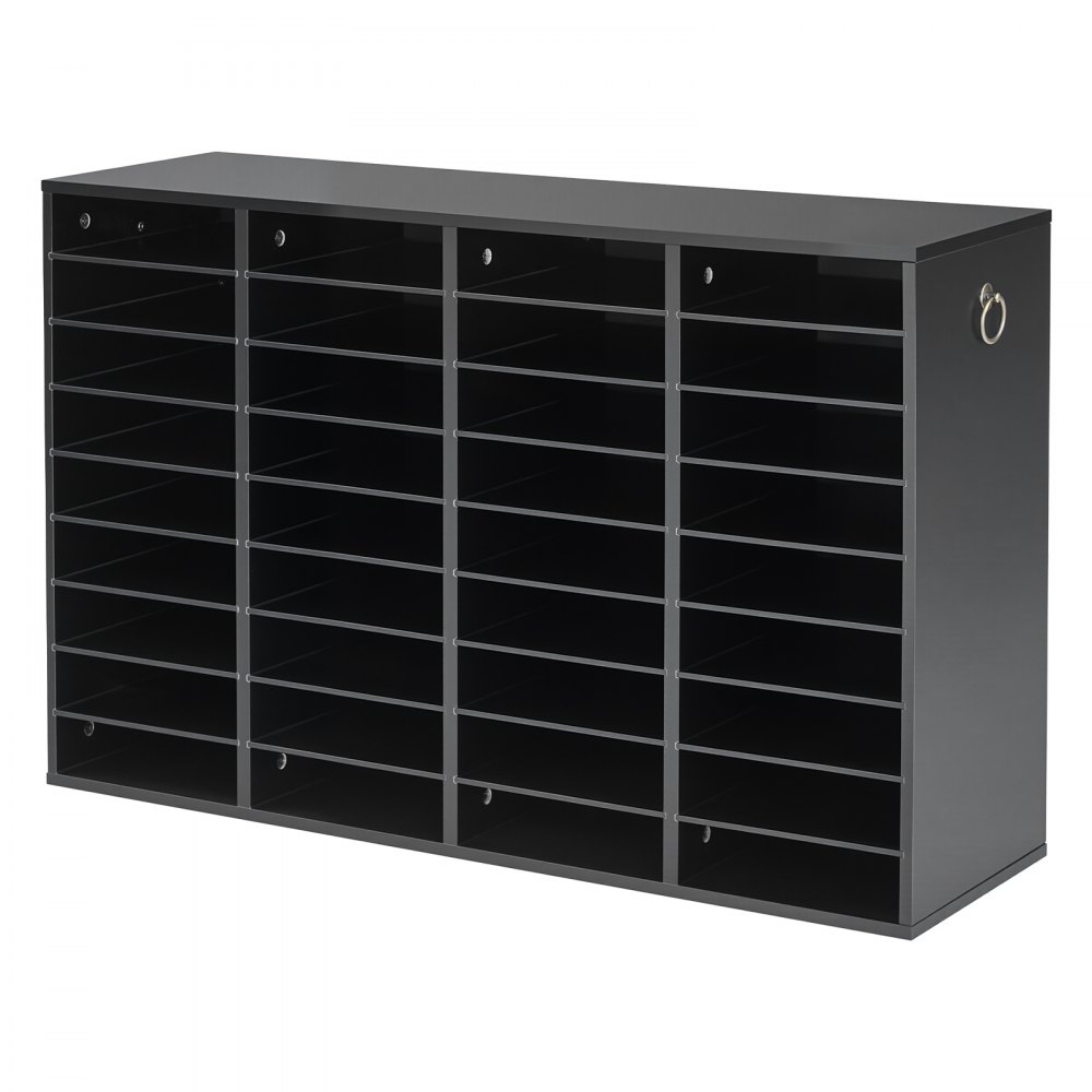 VEVOR Houten documentenbak/bureau-organizer met 36 vakken, zwart, opbergbak voor standaard A4-documenten, dossiers en papier, met verstelbare planken voor kantoor, thuis en in de klas, MDF