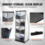 VEVOR brochure display stand with elastic design, mesh pockets, safety edge, and portable storage bag.