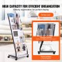 VEVOR Brochure Display Rack, 6-Tier Magazine Literature Display Stand, Floor Standing Magazine Rack Newspaper Catalog Holders, Movable with 4 Wheels (2 Lockable) for Shop Exhibitions Office, 6 Pockets