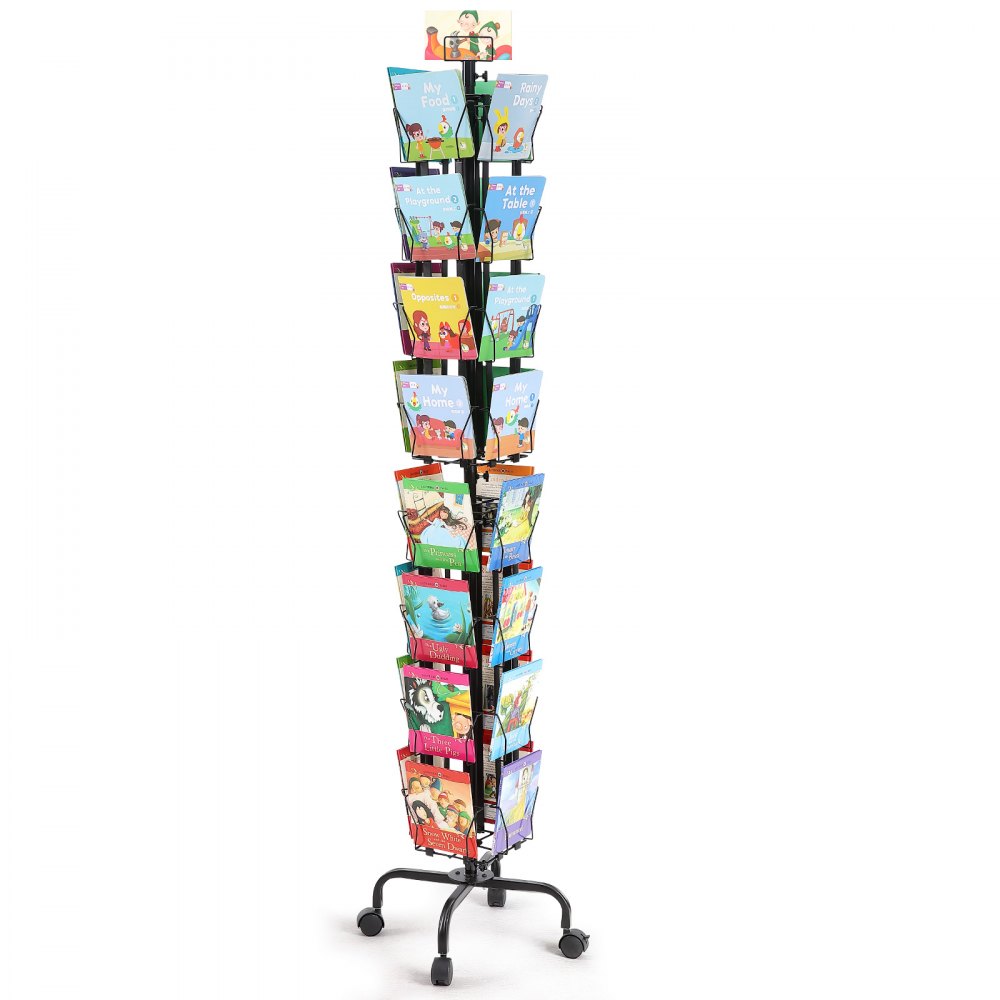 greeting cards on a VEVOR greeting cards display rack with multiple colorful rows of assorted cards.