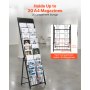 VEVOR Brochure Display Rack, 20 Pockets Magazine Literature Display Stand, Portable Floor Standing Magazine Rack, Metal Newspaper Catalog Holders for Shop, Exhibitions, Office, Trade Show, Black