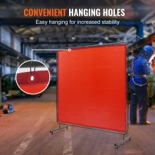 VEVOR lasgordijnscherm, 6x6ft hangende lasgordijnmuur, vlamvertragende vinyl lasschermen met 6 niveaus UV-bescherming en metalen oogjes, draagbaar voor werkplaats/industrie, rood