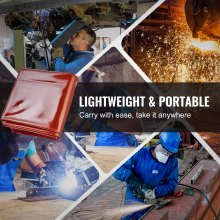 VEVOR lasgordijnscherm, 6x6ft hangende lasgordijnmuur, vlamvertragende vinyl lasschermen met 6 niveaus UV-bescherming en metalen oogjes, draagbaar voor werkplaats/industrie, rood