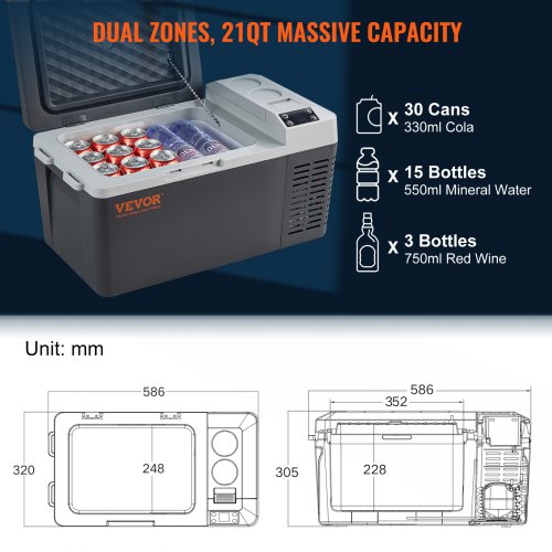 VEVOR Draagbare Vriezer Mini Koelkast Elektrische Koeler Auto Koeler 15 L 98 x 320 x 260 mm Koeler Elektrische 20 ℃ 10 ℃ Compressor Koeler Auto Vrachtwagen Boot Camper Kamperen grijs VEVOR Draagbare Vriezer Mini Koelkast Elektrische Koeler Auto Koeler 15 L 98 x 320 x 260 mm Koeler Elektrische 20 ℃ 10 ℃ Compressor Koeler Auto Vrachtwagen Boot Camper Kamperen grijs