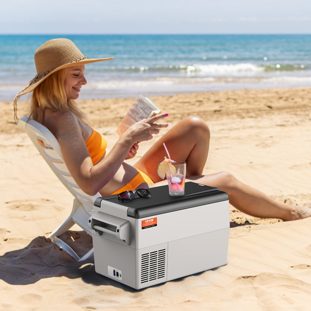 VEVOR autokoelkast, 12 volt autokoelkast, draagbare 32L vriezer met dubbele zone, instelbaar bereik van -4℉ tot 50℉, 12/24V DC en 100-240V AC compressorkoeler buiten