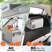 VEVOR Car Refrigerator, 12 Volt Car Fridge, 32L Portable Dual Zone Freezer, Adjustable Range from -4℉ to 50℉, 12/24V DC and 100-240V AC Compressor Cooler Outdoor