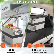 VEVOR Car Refrigerator, 12 Volt Car Fridge, 42L Portable Dual Zone Freezer, Adjustable Range from -4℉ to 50℉, 12/24V DC and 100-240V AC Compressor Cooler Outdoor