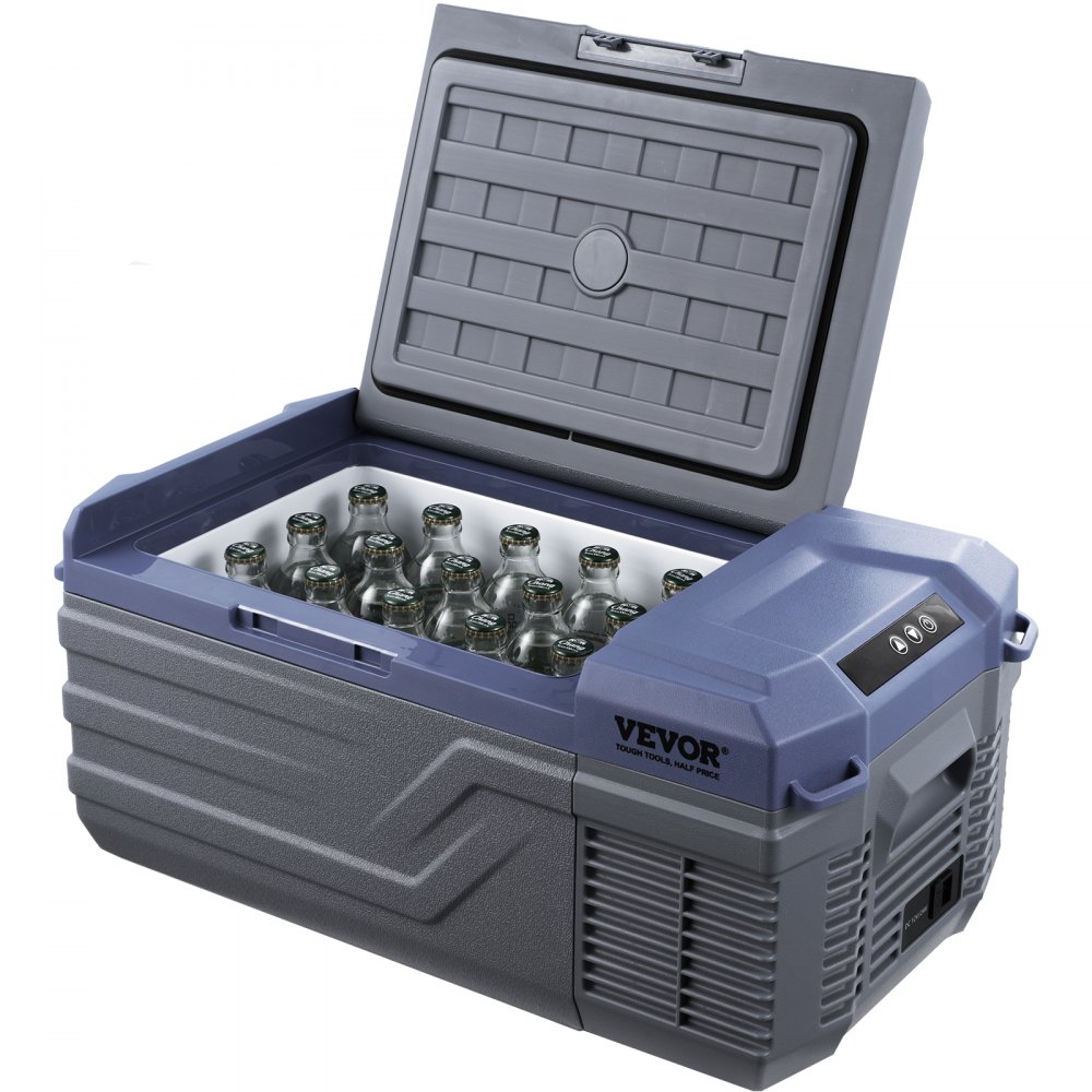 VEVOR Autokoelkast, 12-volt autokoelkast, draagbare 15-liter vriezer met één temperatuurzone, instelbaar temperatuurbereik van -4℉ tot 68℉, 12/24V DC en 100-240V AC compressor koeler voor buiten, kamperen en camperen