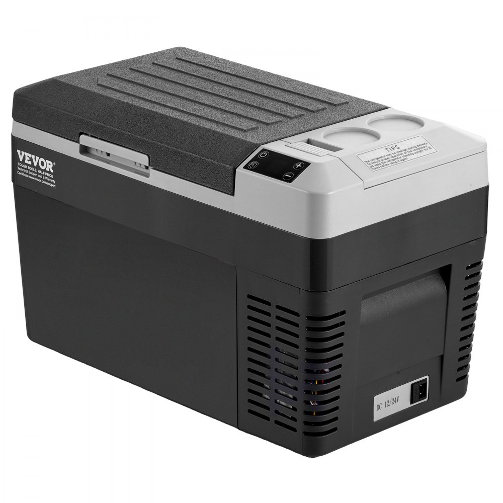 VEVOR 25L Compressor Koelbox met Vriesvak en LED-display voor op Reis, -20 tot 20°C, 12/24V DC en 110/240V AC, Draagbare Autokoelkast met ECO/MAX-modus voor Auto, Camping, Boot en Camper