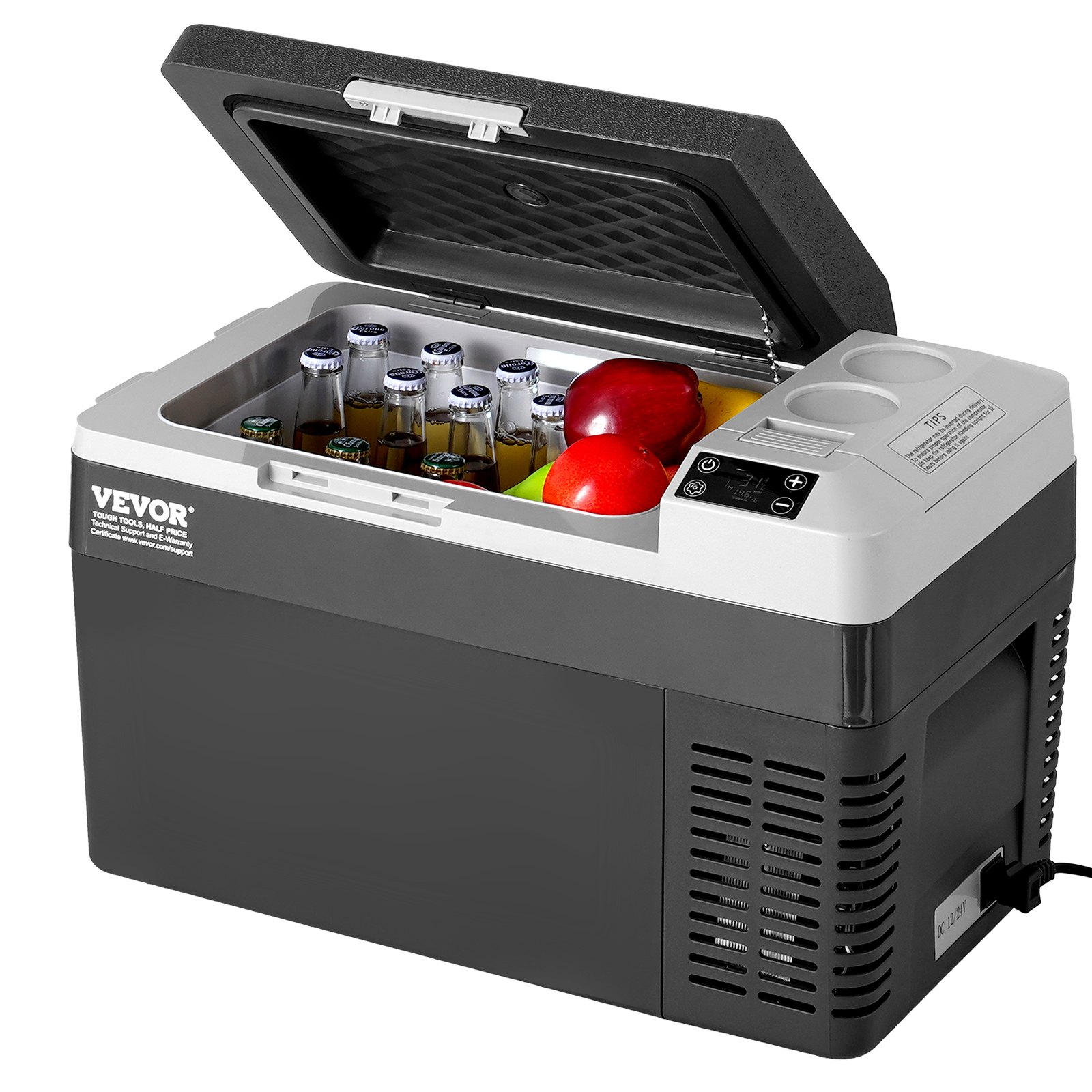 VEVOR 25L Compressor Koelbox met Vriesvak en LED-display voor op Reis, -20 tot 20°C, 12/24V DC en 110/240V AC, Draagbare Autokoelkast met ECO/MAX-modus voor Auto, Camping, Boot en Camper