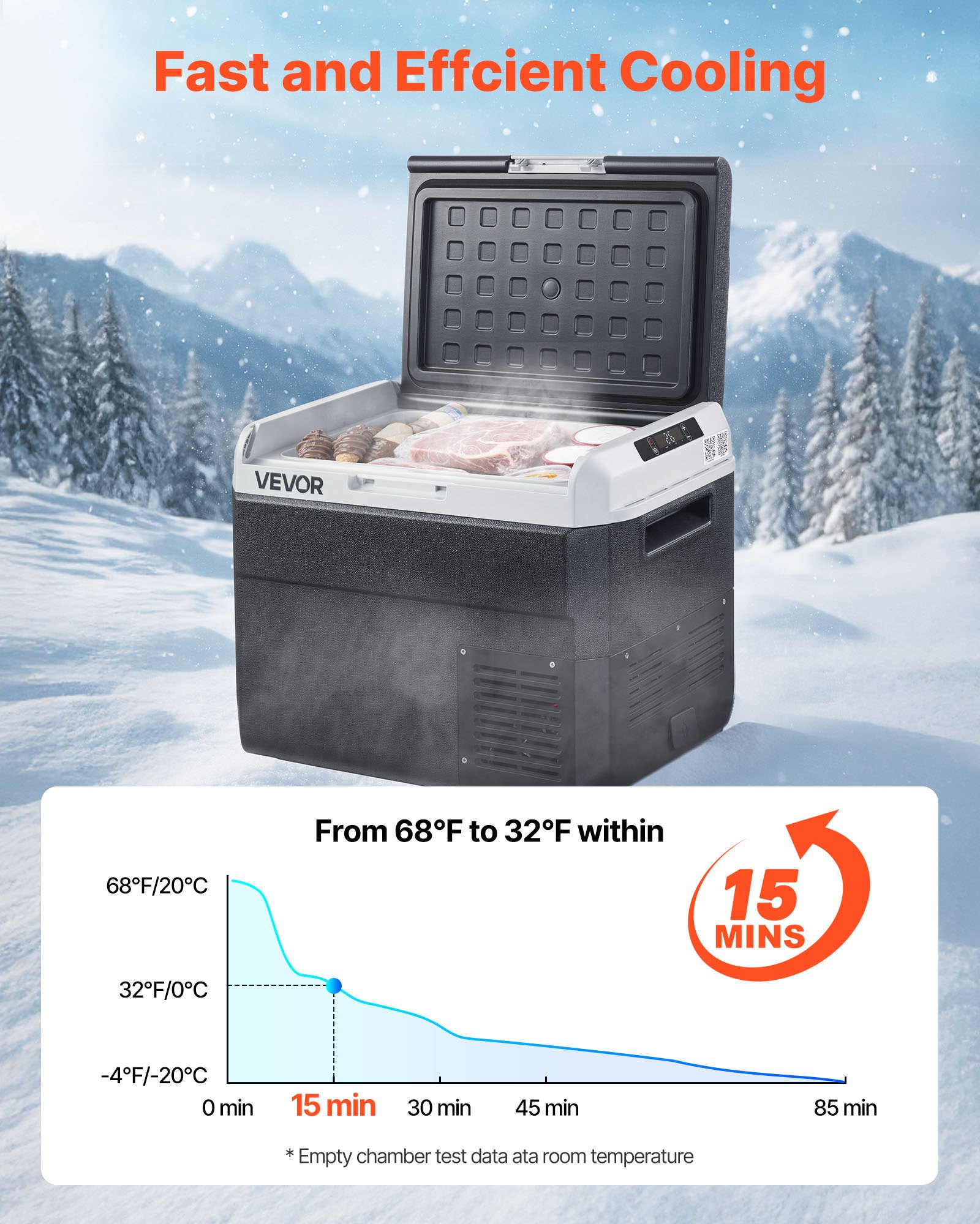 VEVOR Compressor Koelbox 30L, Draagbare Autokoelkast met Instelbare Temperatuur & App Bediening, Koelkast 12/24V DC en 100-240V AC voor Buitenactiviteiten zoals Kamperen, Reizen en Campers