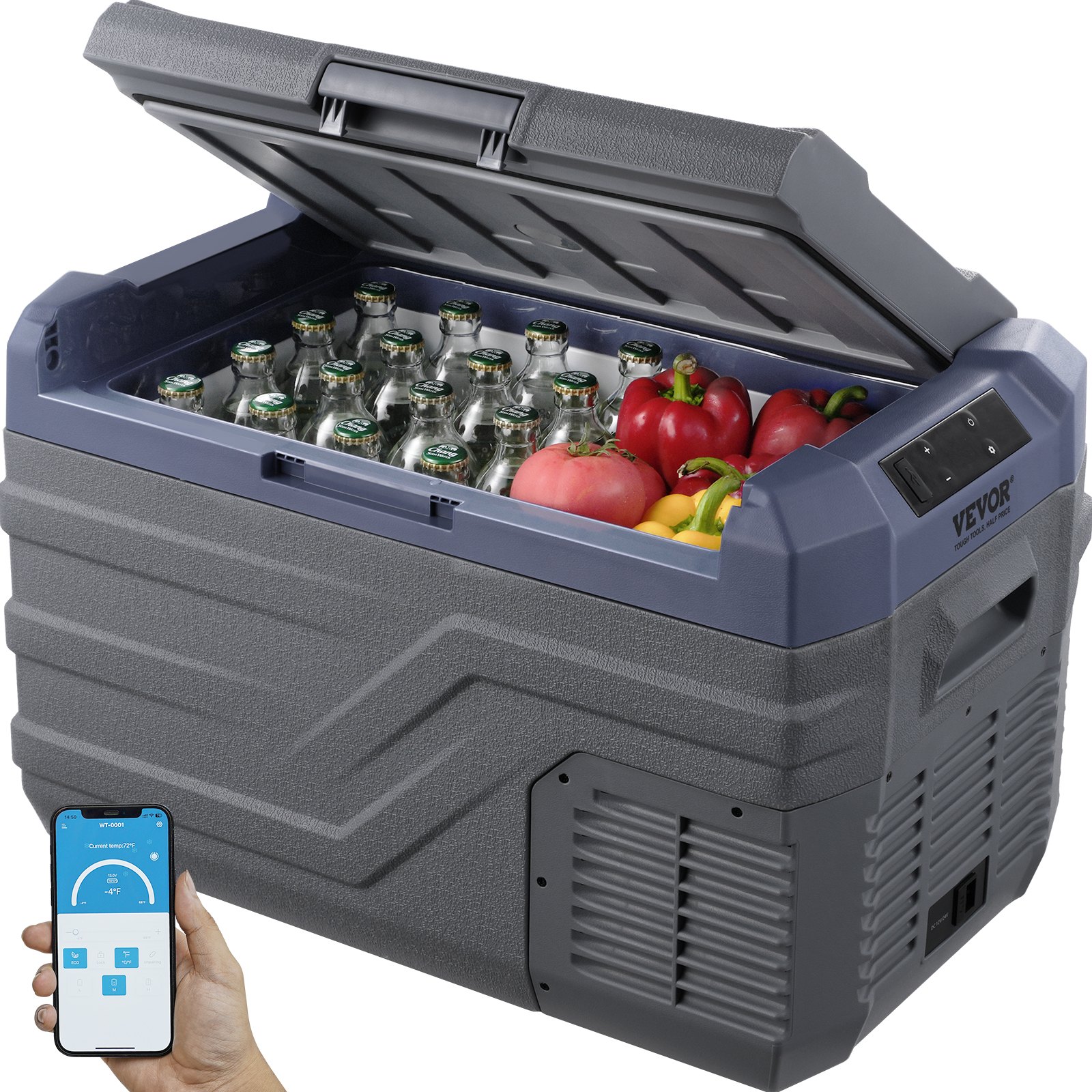 VEVOR Autokoelkast, 12-volt autokoelkast, draagbare 30-liter vriezer met één temperatuurzone en ingebouwde verlichting, -20°C tot 20°C, 12/24V DC en 100-240V AC compressor koeler voor buiten, kamperen en camperen