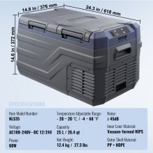 VEVOR draagbare koelkast met vriesvak auto 25L Dual Zone draagbare 60W koelbox