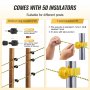 VEVOR elektrische omheiningsdraad, 500 m draagbare polydraad, 3 mm diameter, 6 roestvrijstalen strengen, omheiningskoord met 25 omheiningsisolatoren en 25 T-paalisolatoren, voor paarden, vee en vee