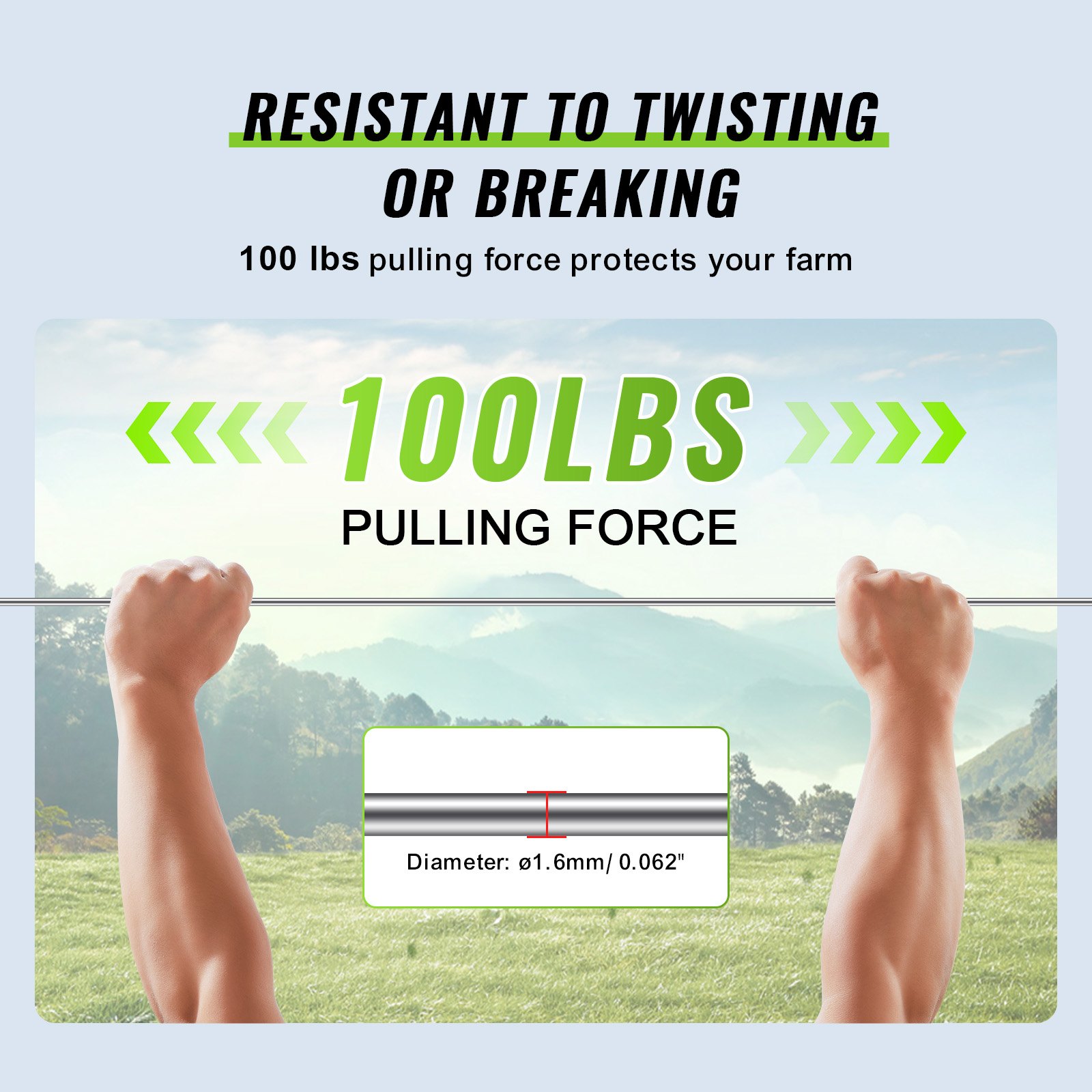 VEVOR 16 Gauge Aluminum Wire for Electric Fencing, 1640Ft 500M Electric Fence Wire, Portable Fencing Wire, 1.6mm Diameter Aluminum Alloy for Higher Conductivity and Rust Resistance, for Horse, Cattle, Livestock