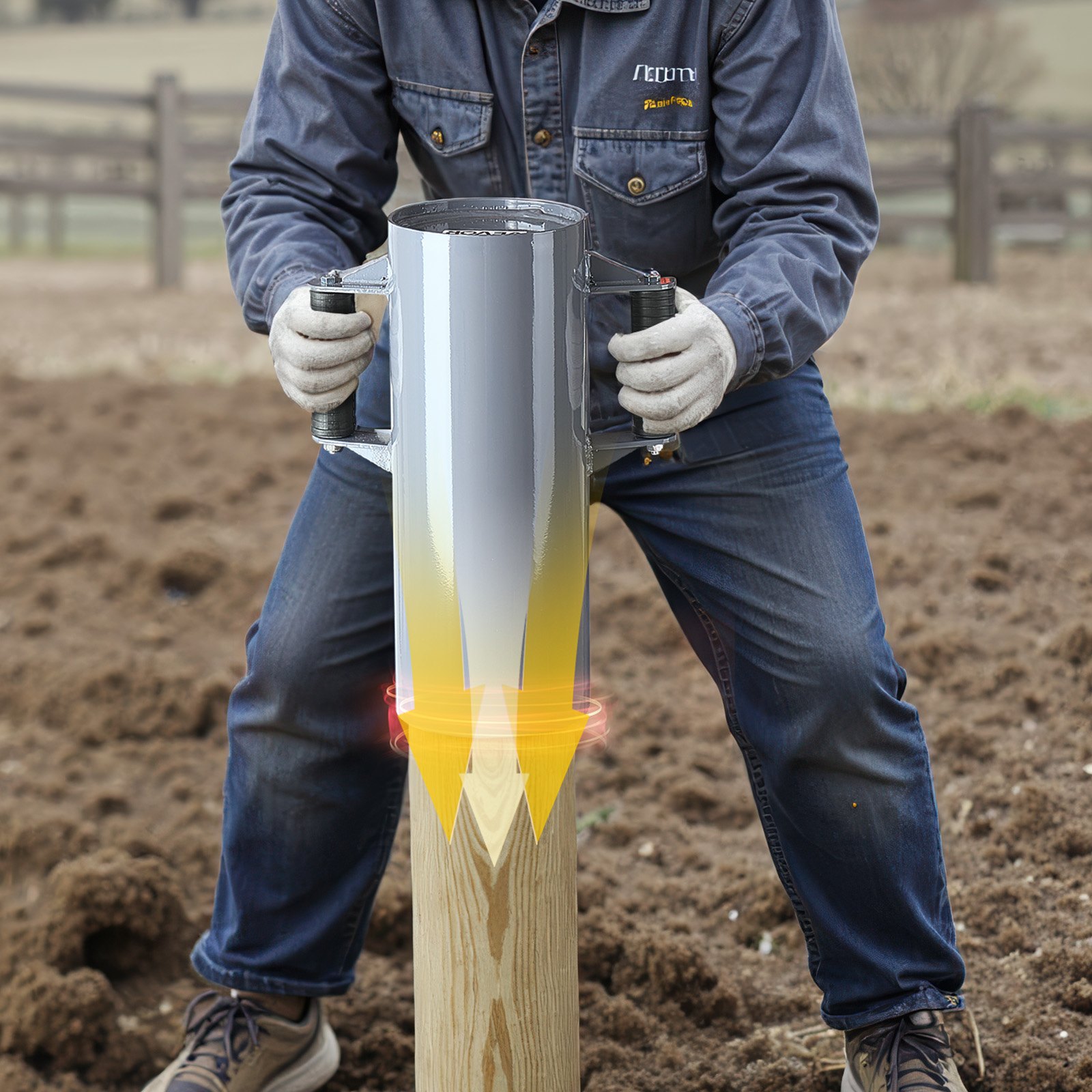 VEVOR Fence Post Driver, Heavy Duty T Post Driver with Handles, Metal Manual Pounder Rammer for U-Channel,Wooden Fence, Fits T-Posts with Inner Diameter up to 6.1in,Ideal for Farm, Garden, Yard