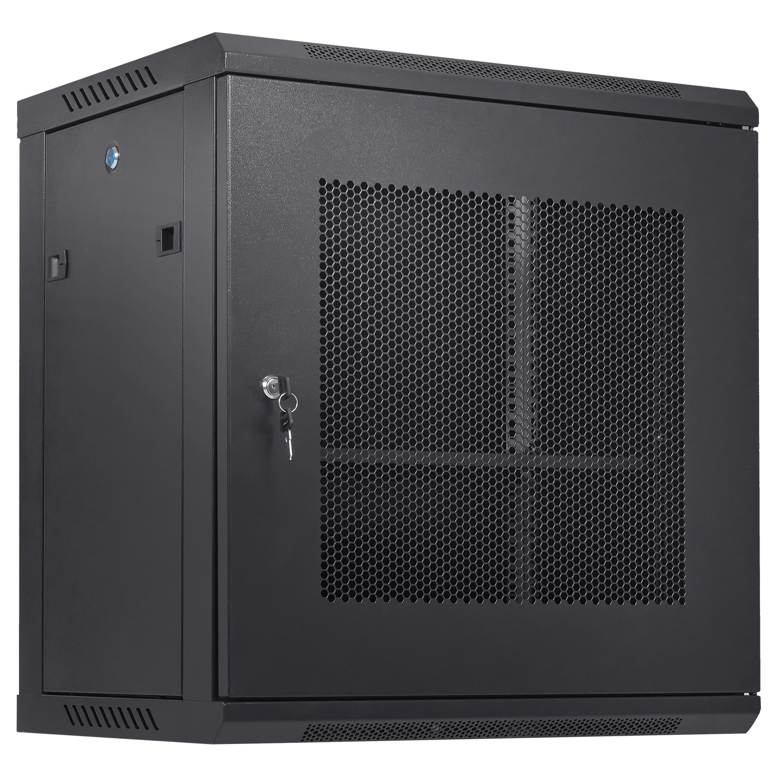VEVOR 12U wandgemonteerde netwerkserverkast, 15,5 inch diep, serverrackbehuizing, max. 200 lbs. vloergemonteerd laadvermogen, met afsluitbare zijpanelen, voor IT-apparatuur, audiovisuele apparatuur