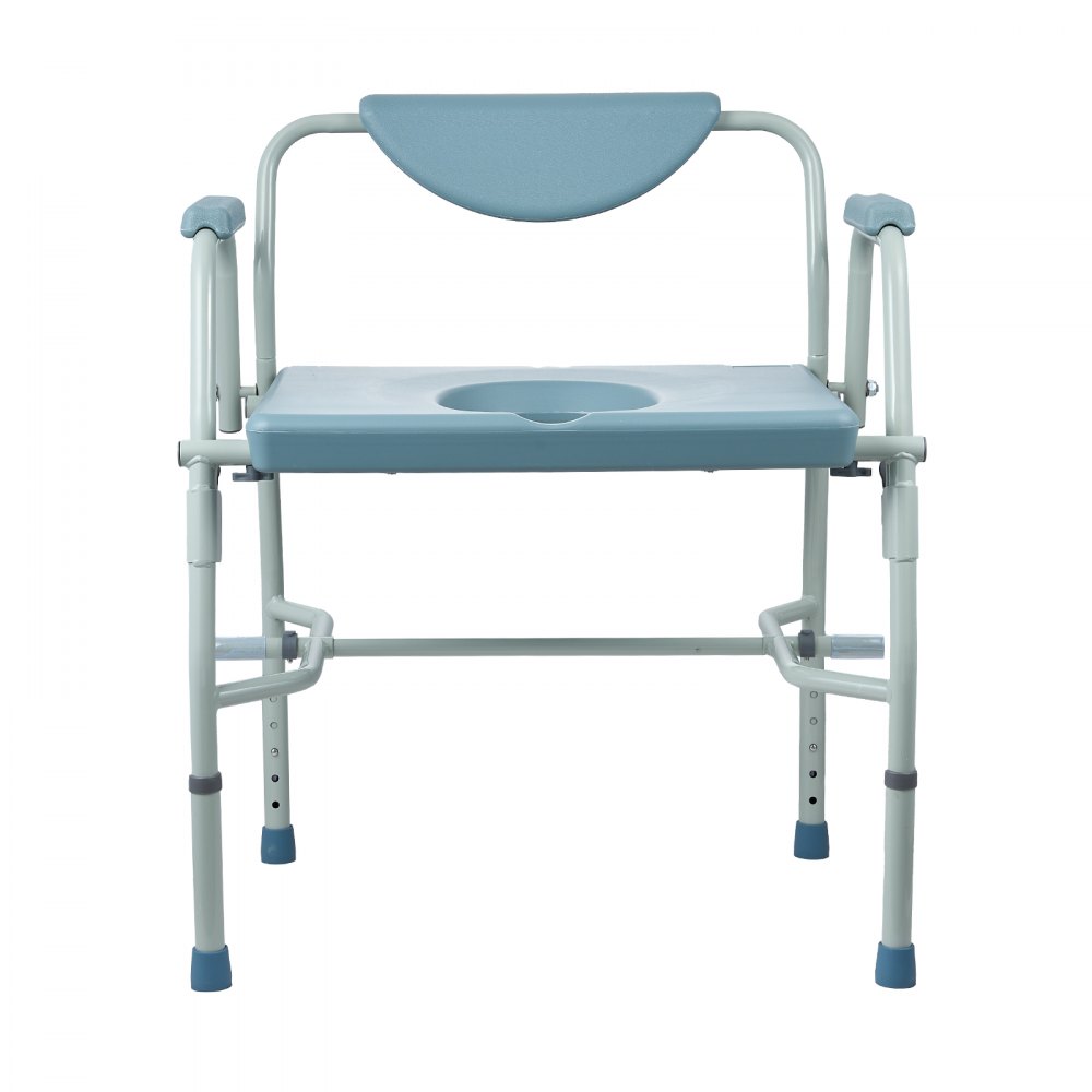 VEVOR Commode Stoel Nachtkastje met neerklapbare armleuningen en afneembare rugleuning, 5-standen in hoogte verstelbaar (50-62 cm), afneembare emmer van 7 liter, eenvoudig te monteren, draagvermogen 453,6 kg