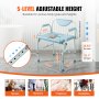 VEVOR Commode Stoel Nachtkastje met neerklapbare armleuningen en afneembare rugleuning, 5-standen in hoogte verstelbaar (50-62 cm), afneembare emmer van 7 liter, eenvoudig te monteren, draagvermogen 453,6 kg