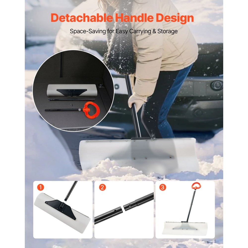 VEVOR sneeuwschep, 76 cm sneeuwschuiver met ergonomische handgreep, HDPE kunststof blad, sneeuwruimer, sneeuwploeg, draagbaar sneeuwruimgereedschap voor oprit en tuin