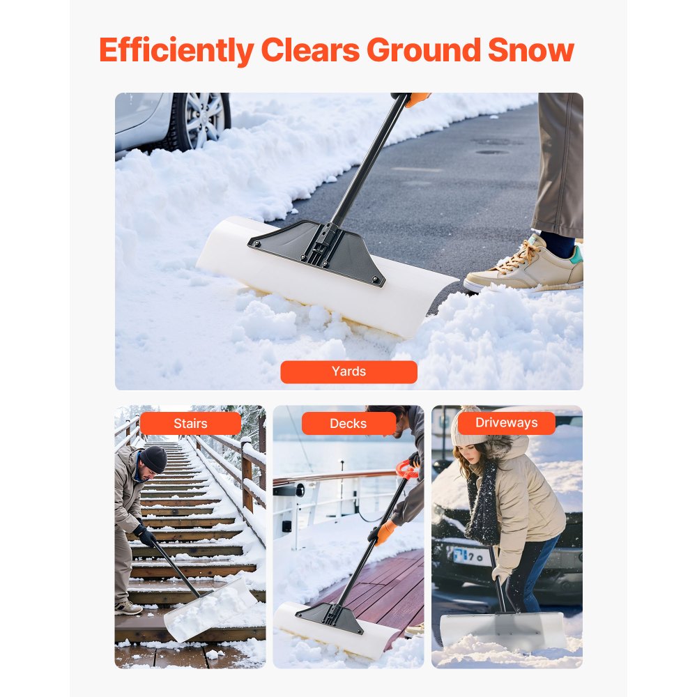 VEVOR sneeuwschep, 76 cm sneeuwschuiver met ergonomische handgreep, HDPE kunststof blad, sneeuwruimer, sneeuwploeg, draagbaar sneeuwruimgereedschap voor oprit en tuin