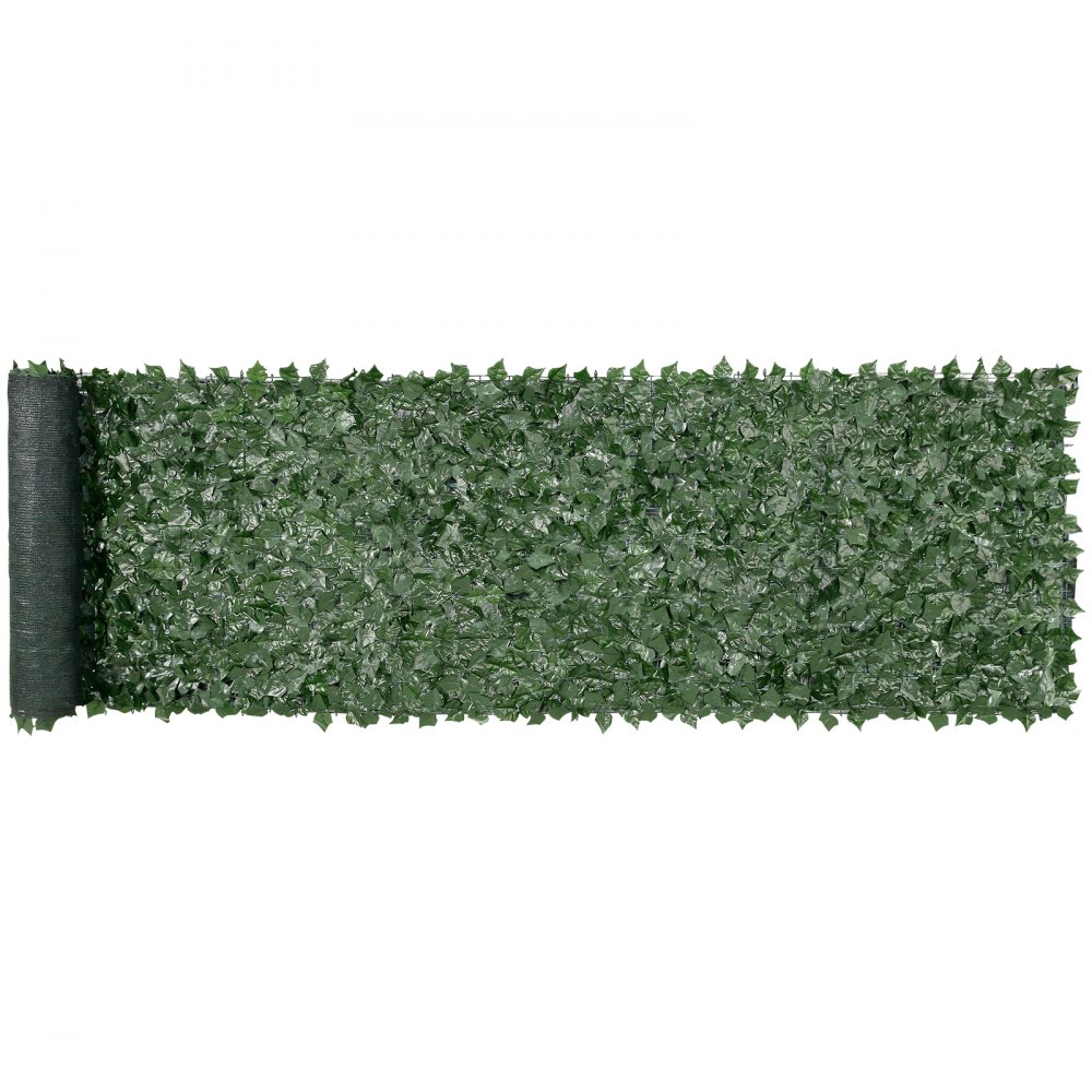 VEVOR ivy privacy fence with dense green leaves rolled out on a white background.