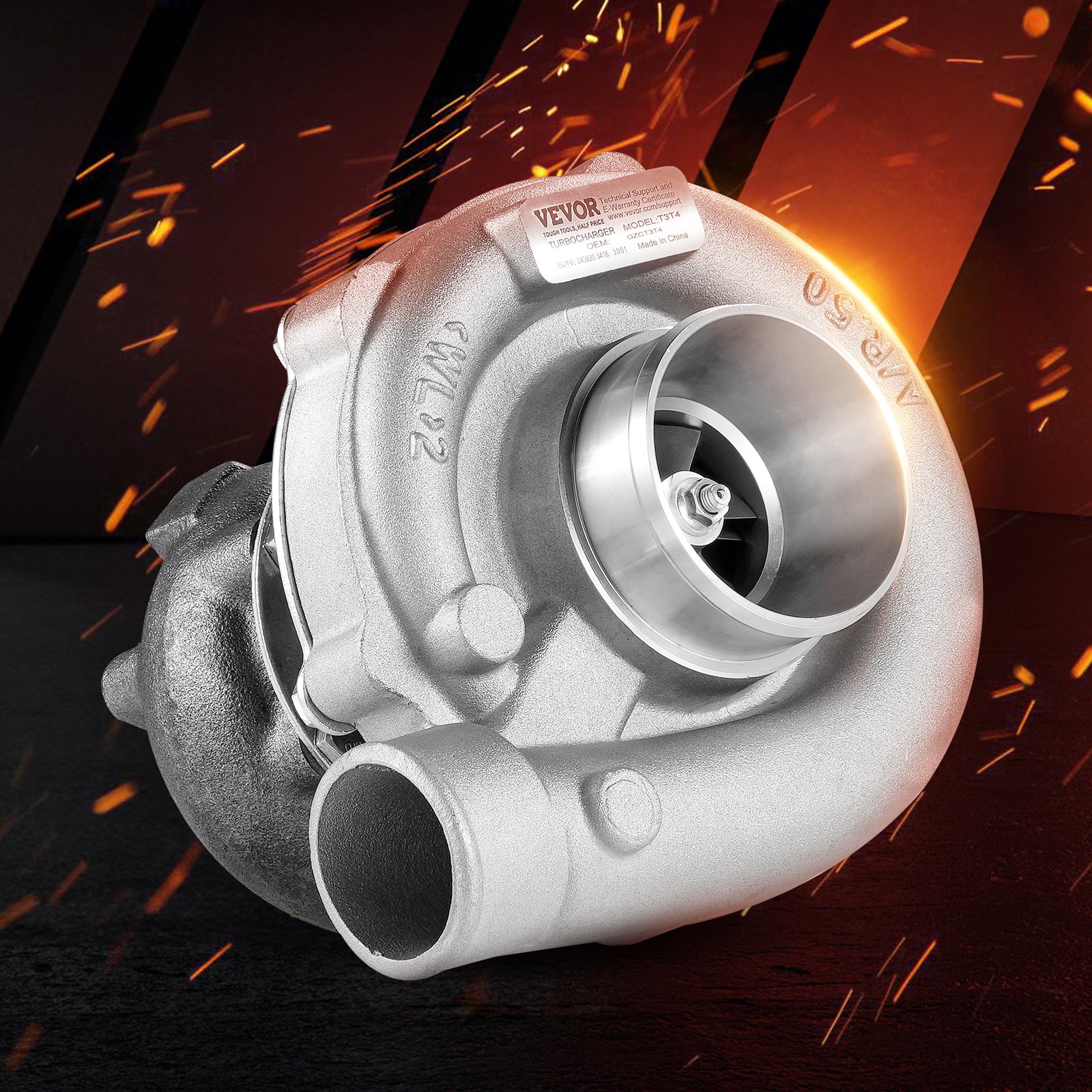 VEVOR Turbo Turbocompressor met pakkingset, turbocompressorvervanging voor automotoren, compatibel met 1,5L - 4,0L motoren, hittebestendige motorturbocompressor met K418-legeringwaaier