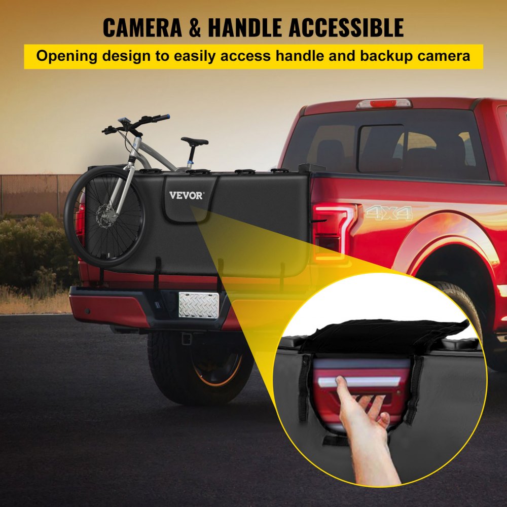 VEVOR Tailgate Pad, 54" Wide Tailgate Bike Pad, Truck Bike Pad for Carrying up to 5 Bikes, Truck Bed Bike Pad with PVC Outer Layer, Mechanic Tool Pocket and Straps for Middle & Large Pickup Truck