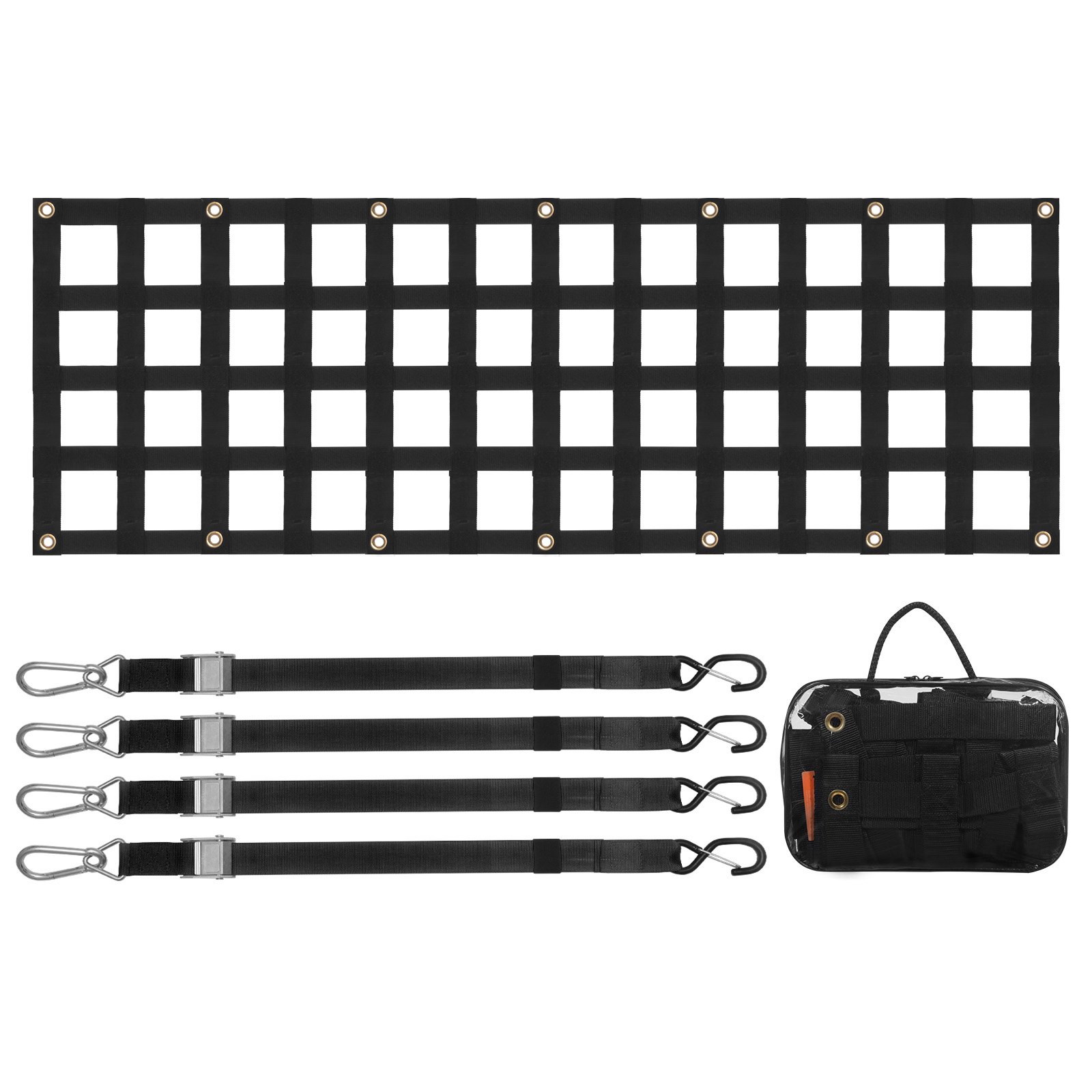 VEVOR Tailgate Net, 60 in x 18 in, Heavy Duty Cargo Net for Truck Bed with 4 Adjustable Telescopic Straps, Extendable & Durable, Flexible Adjustment, Suitable for Pickup, Trailer, Truck, Jeep, SUV