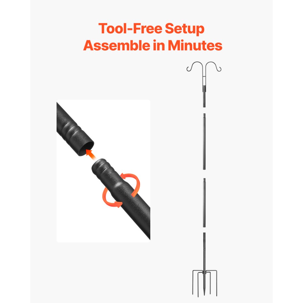 VEVOR Shepherd Hooks 8-pack, Shepherd Hooks 156 cm, dubbele tuinhaaklantaarnpaal, 1,9 cm dikke tuinhaken voor het ophangen van kolibrievoeders, plantenmanden, zonnelantaarns en windgongen