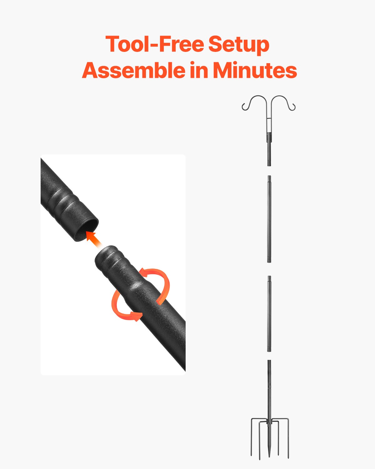 VEVOR Shepherd Hooks 8-pack, Shepherd Hooks 156 cm, dubbele tuinhaaklantaarnpaal, 1,9 cm dikke tuinhaken voor het ophangen van kolibrievoeders, plantenmanden, zonnelantaarns en windgongen