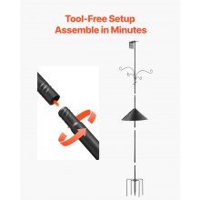 VEVOR Voederstationpaal voor vogels, 4 haken, set voor het ophangen van voer voor wilde vogels, 2,3 m