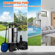 VEVOR Dompelpomp 1100W Vuilwaterpomp 230V Tuinpomp debiet 333,3L/min Vuilwater pompen IPX8 uitlaat kan worden afgesneden om water uit zwembaden