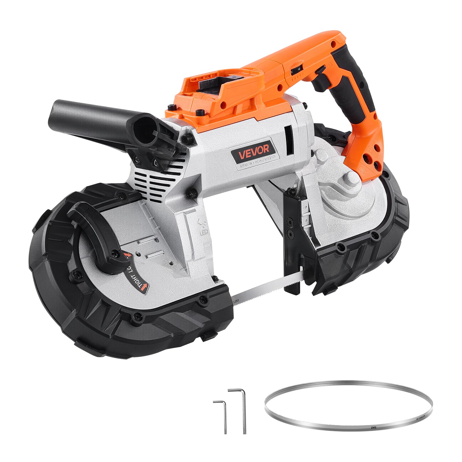 VEVOR 20V snoerloze lintzaag, zaagdiepte 127x115mm, metaallintzaag, snoerloze en compacte draagbare lintzaag, ophanghaak, variabele snelheid 0-120 m/min, voor het zagen van metaal en hout (alleen gereedschap)