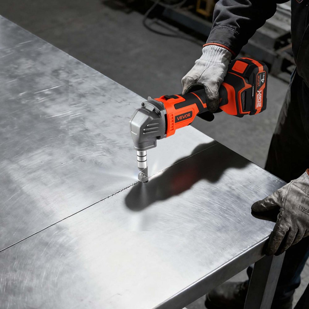VEVOR Cordless Metal Nibbler, with 20 V 4000 mAh Battery, 2200 RPM Efficient Brushless Motor, Electric Nibbler Metal Cutter with Plastic Carrying Case for Cutting Steel Sheet and Aluminum Sheet