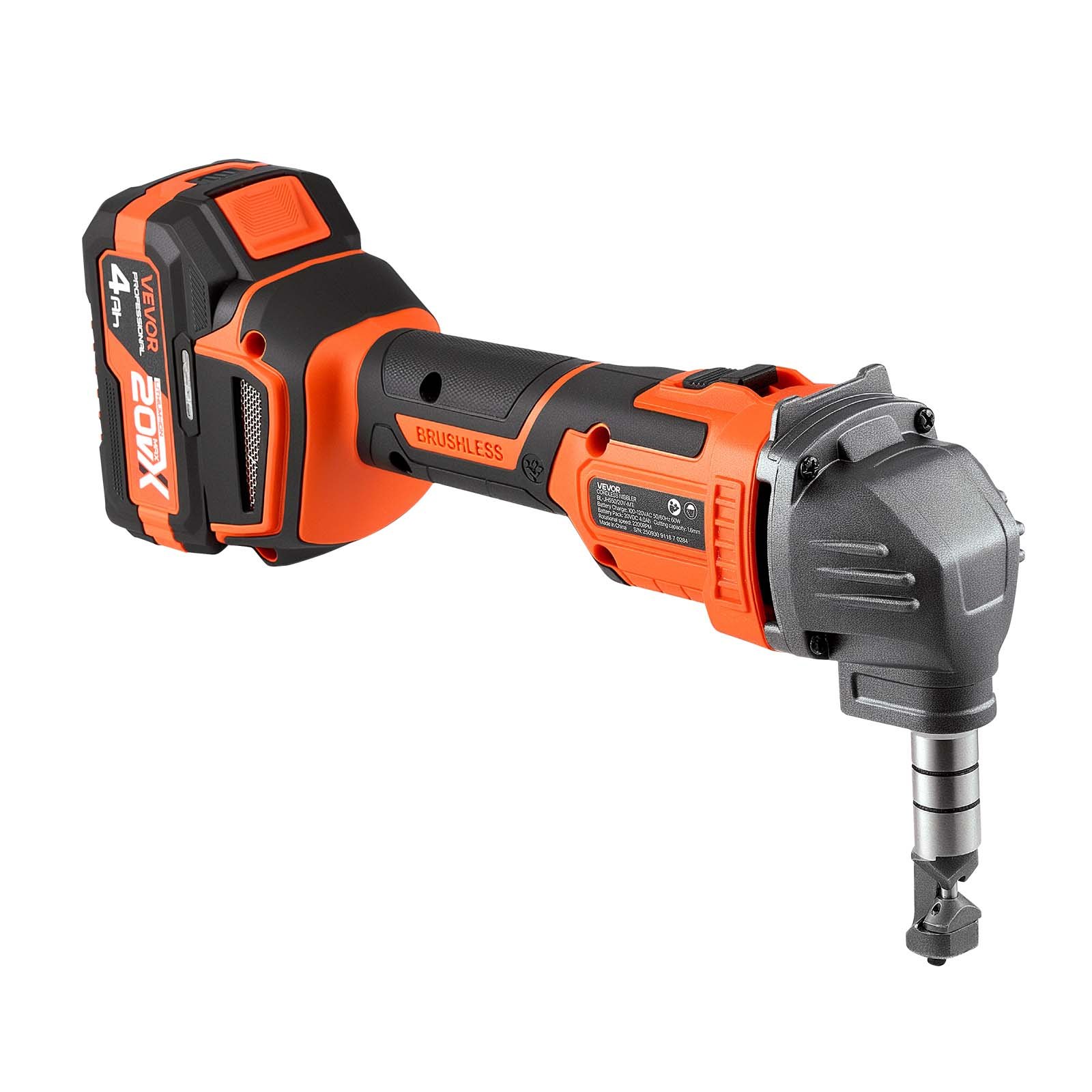 VEVOR Cordless Metal Nibbler, with 20 V 4000 mAh Battery, 2200 RPM Efficient Brushless Motor, Electric Nibbler Metal Cutter with Plastic Carrying Case for Cutting Steel Sheet and Aluminum Sheet