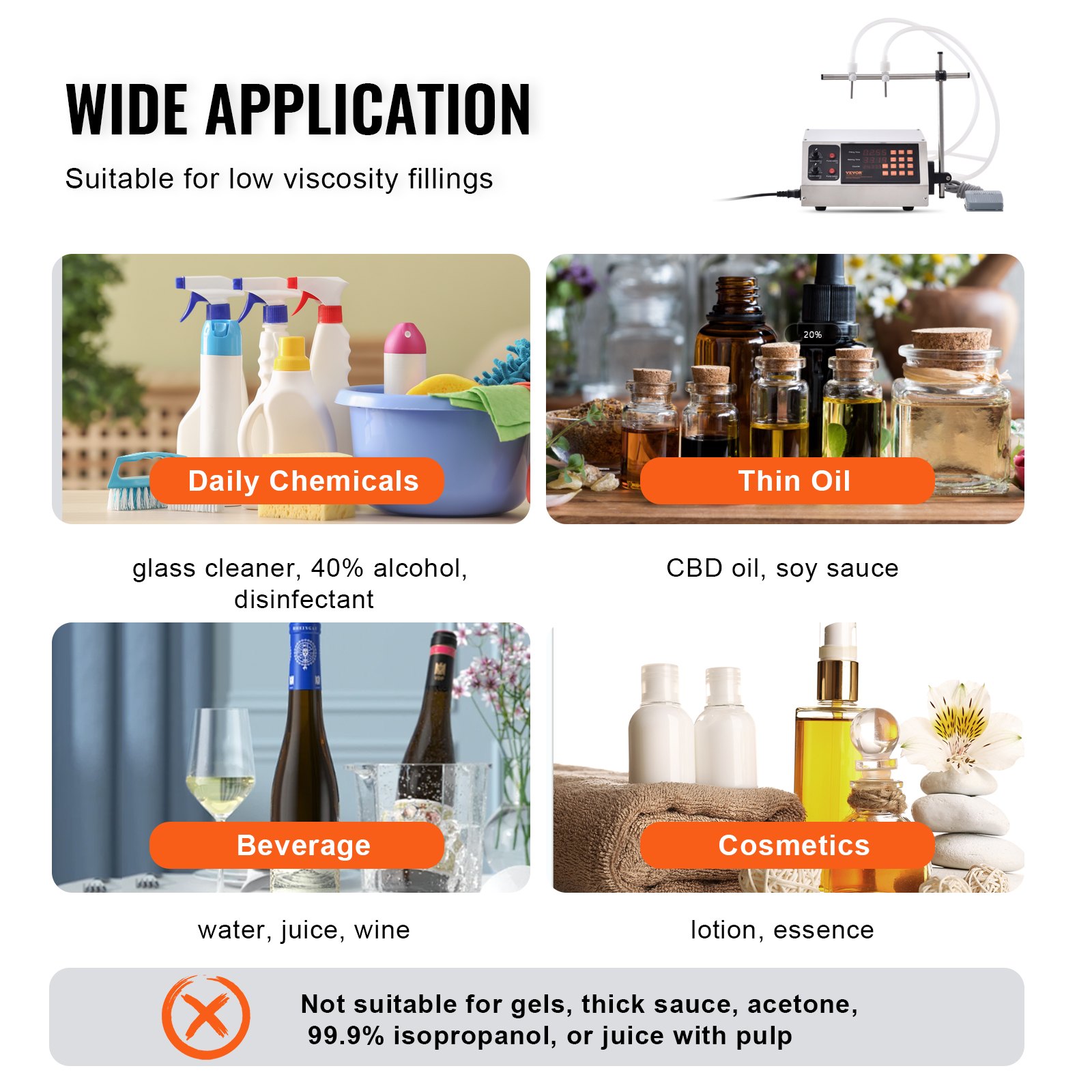 VEVOR Vulmachine Dubbel mondstuk met onafhankelijke vulkanalen Vloeistof vulmachine 3,7L/min Flessen vulmachine 34 x 26 x 14cm Pasta vulmachine RVS vulmachine Wijn Melk etc.