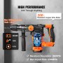 VEVOR SDS-Plus rotary hammer chisel hammer 26 mm, 4.5 J impact force professional impact drill, 3 modes impact drill 900 rpm, demolition hammer 4300 BPM, with 2 batteries, case, drill chisel set & charger