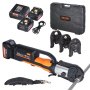 VEVOR Krimptang en snoerloze set, professionele krimptang, elektrische pijpkrimptang met V15, V22, V28 bekken, krimptangset met 2x 18V 4.0Ah accu's, snellader en draagtas