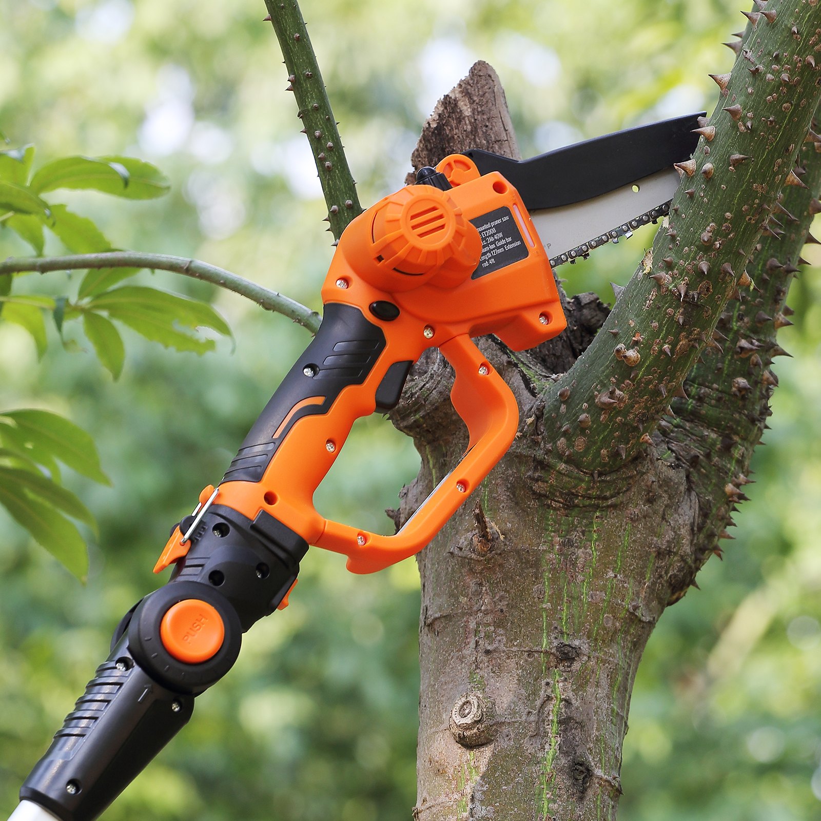 VEVOR Mini-kettingzaag met accu 20V 2Ah borstelloze motor 2-in-1 snoerloze stoksnoeizaag 22.000 tpm kettingzaag elektrisch, telescopische heggenschaar snoeizaag met telescopische handgreep Verlenglengte tot 2,43 m