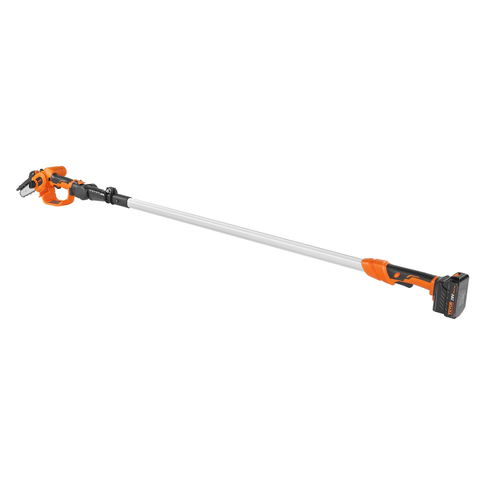 VEVOR Mini-kettingzaag met accu 20V 2Ah borstelloze motor 2-in-1 snoerloze stoksnoeizaag 22.000 tpm kettingzaag elektrisch, telescopische heggenschaar snoeizaag met telescopische handgreep Verlenglengte tot 2,43 m