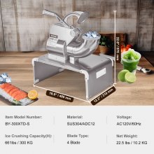 VEVOR Ijsbrekers Ice Crusher Ice Shaver Ice Shaver 300kg/h Rvs Ice Crusher 300W 575x310x480mm Energiebesparende Fabrikant met Plastic Shell & 4 Blades