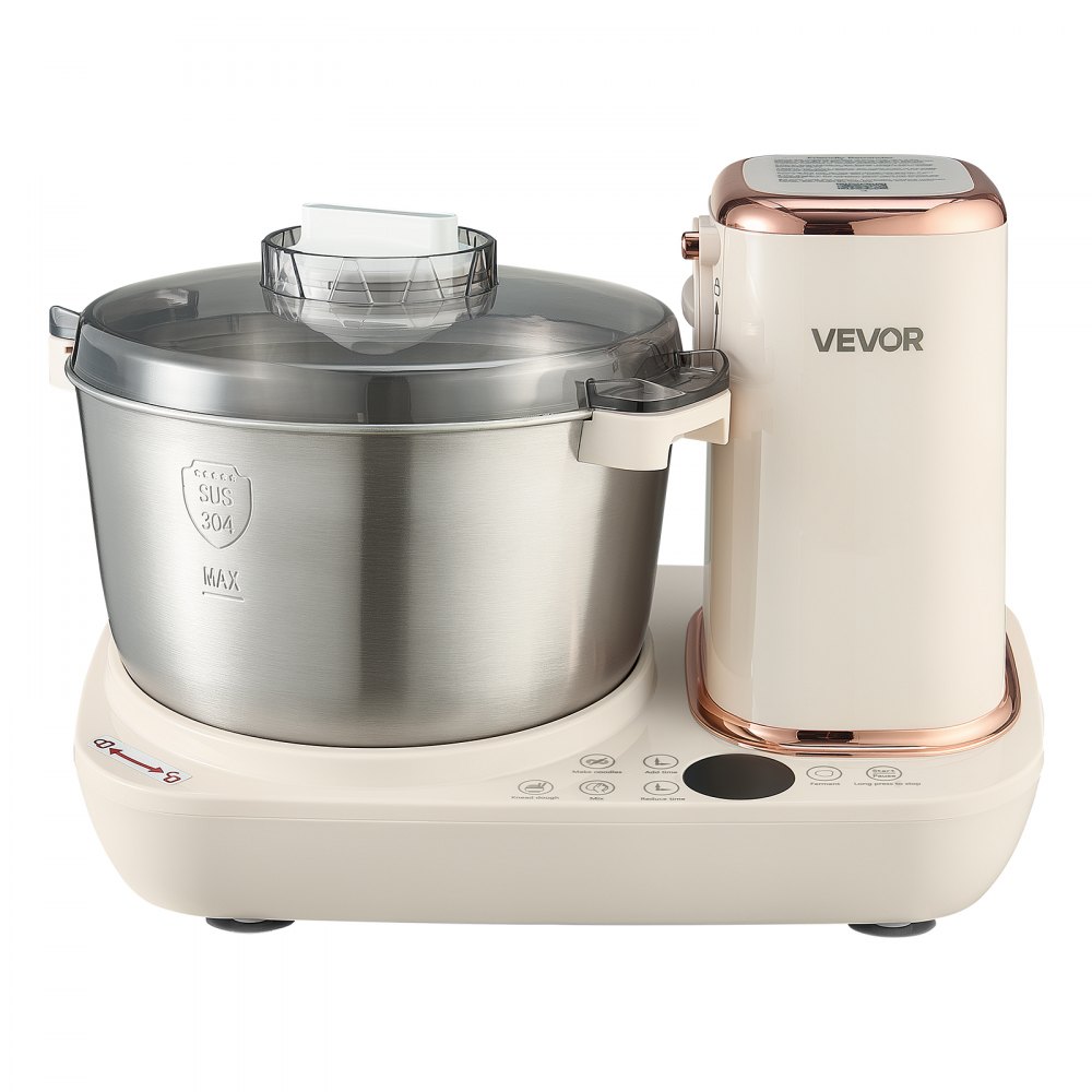 VEVOR Deegkneedmachine met rijs- en pasta-extrusiefunctie, 5 liter elektrisch, geschikt voor brood, pizza en pasta, met 7 vormschijven, verwijderbare invoergoot en digitaal bedieningspaneel, voor 4-5 personen