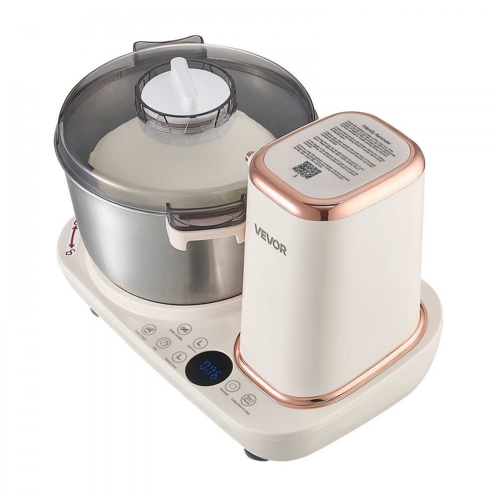 VEVOR Deegkneedmachine met rijs- en pasta-extrusiefunctie, 5 liter elektrisch, geschikt voor brood, pizza en pasta, met 7 vormschijven, verwijderbare invoergoot en digitaal bedieningspaneel, voor 4-5 personen