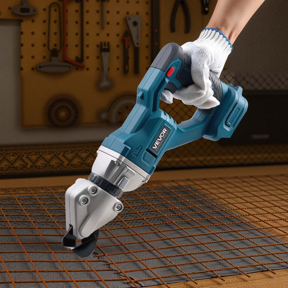 VEVOR Metal Shear, Sheet Metal Cutter Cordless with 360-Degree Pivoting Head, Double Blades, 25000 RPM Speed, Cuts 1.22 mm Galvanized Steel, 1 mm Stainless Steel, Aluminum Plate, Plastic, Cardboard