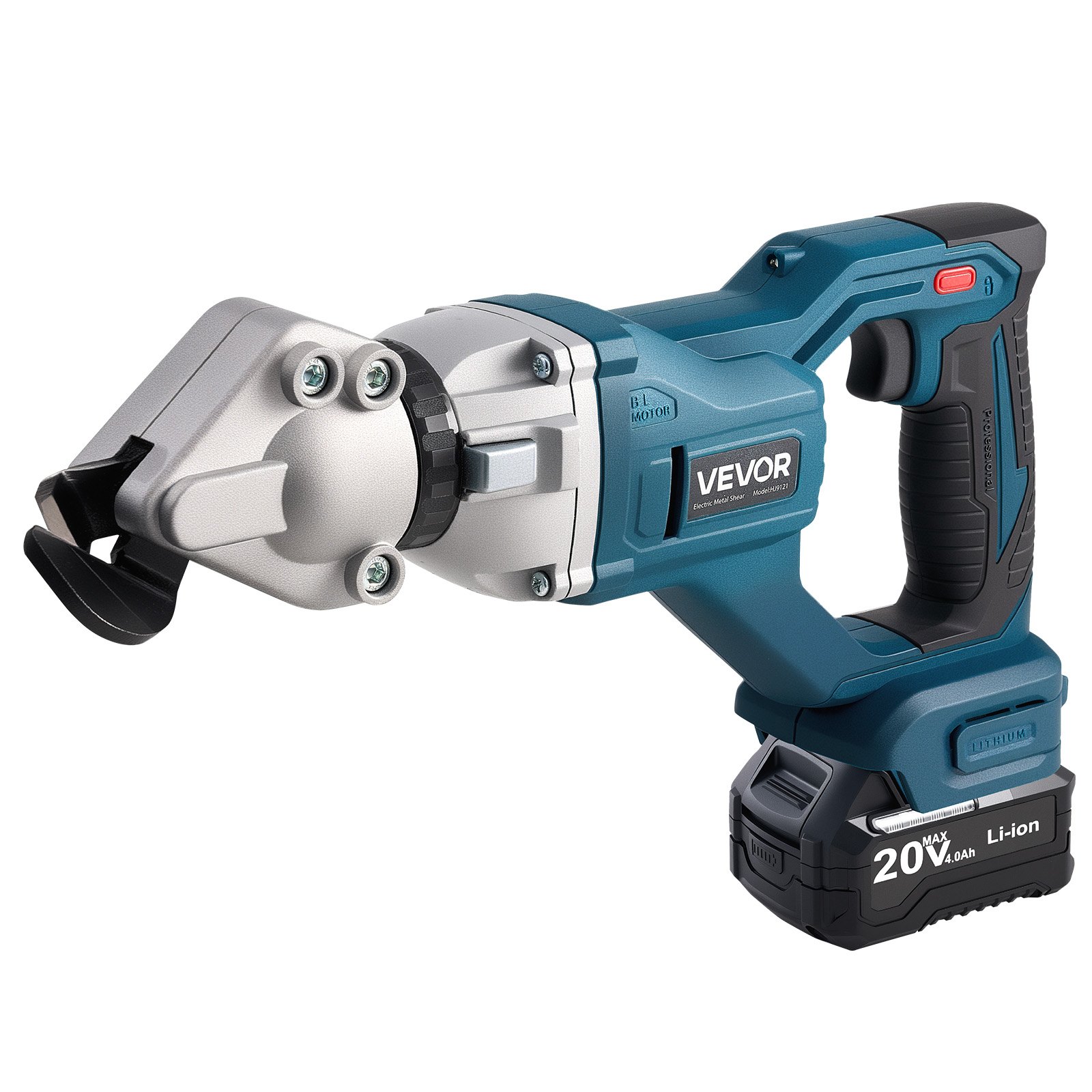 VEVOR snoerloze metaalschaar, plaatschaar met 360° draaibare kop, dubbele messen, 220 VAC 20 VDC, knipt 1,22 mm gegalvaniseerd staal, 1 mm roestvrij staal, aluminium, kunststof, karton, 25000 tpm