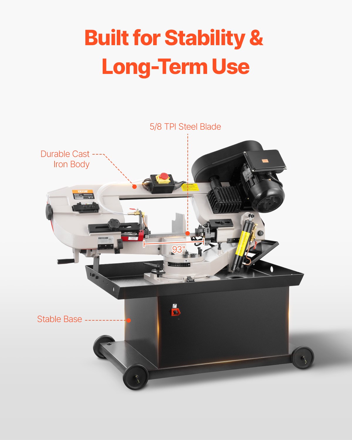 VEVOR Metal Horizontal Band Saw, 7 x 8.25 in Rectangular Cutting Capacity, 220V Metal Vertical Cutting Bandsaw with 1.1 kW Motor, 0-45° Angle Adjustment, Variable Speed, for Metal, Wood, and Plastic