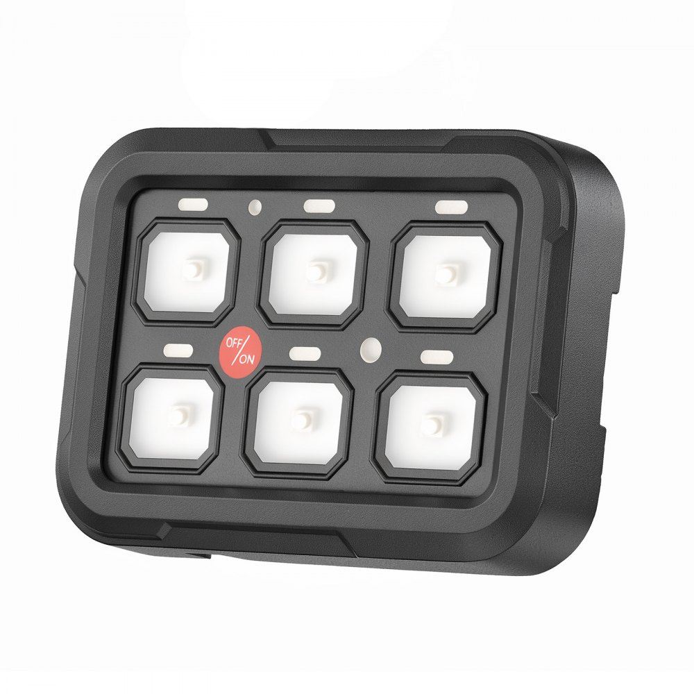 VEVOR 6-weg schakelpaneel 12-24 V schakelveld met LED-achtergrondverlichting voor auto's, vrachtwagens en boten, 1440 W, 60 A, met 3 schakelmodi, IP65-bescherming, temperatuurbewaking en verstelbare paneelbeugel.