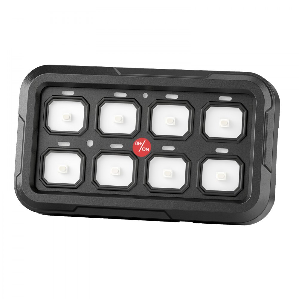 VEVOR 8-weg schakelpaneel, 12-24V LED-achtergrondverlichting voor auto's, vrachtwagens en boten, 1440W, 60A, met app-bediening, 3 schakelmodi, IP65-bescherming en in hoek verstelbare montagebeugel